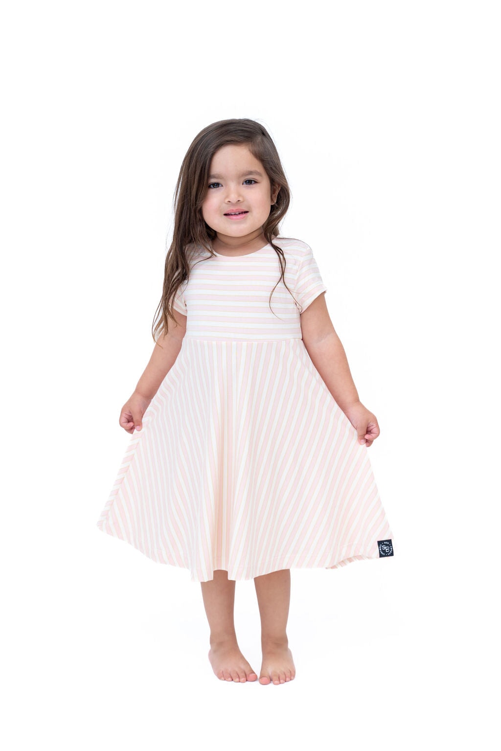 Mommy Swirly Girl Dress - Vintage Stripe Pink