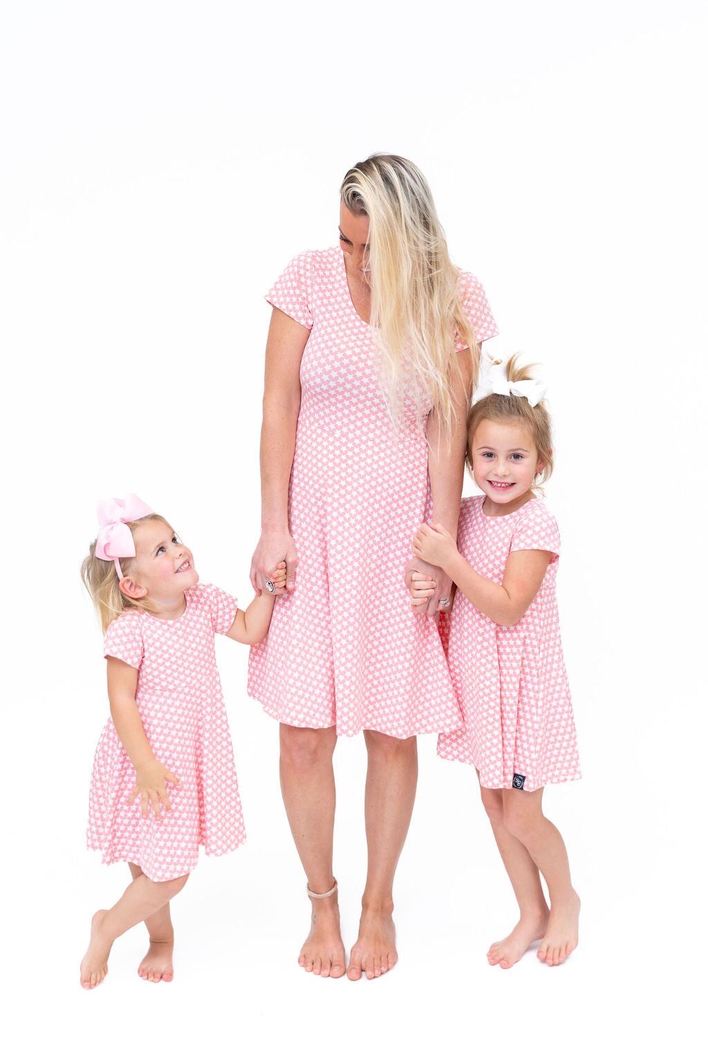 Mommy Swirly Girl Dress - Hearts and Stars Pink