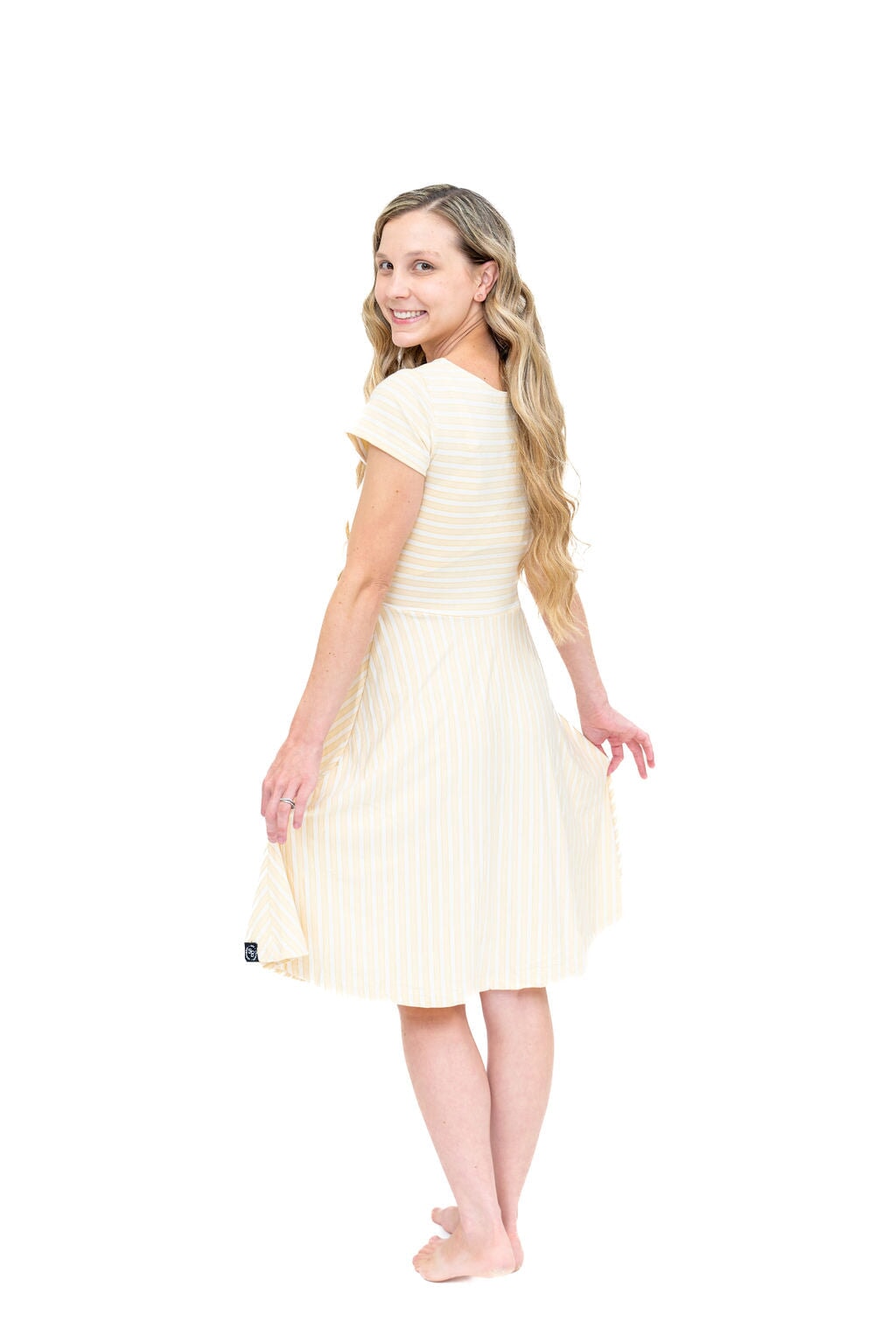 Mommy Swirly Girl Dress - Vintage Stripe Honeycomb