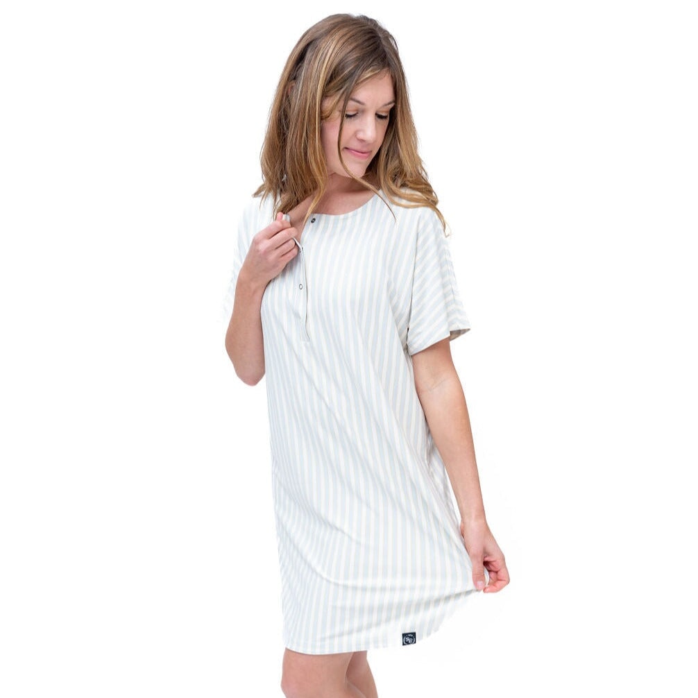 Mommy's Sleep Shirt - Vintage Stripe Blue