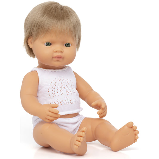 Miniland Baby Doll Caucasian Dirty Blond Boy 15" Dolls