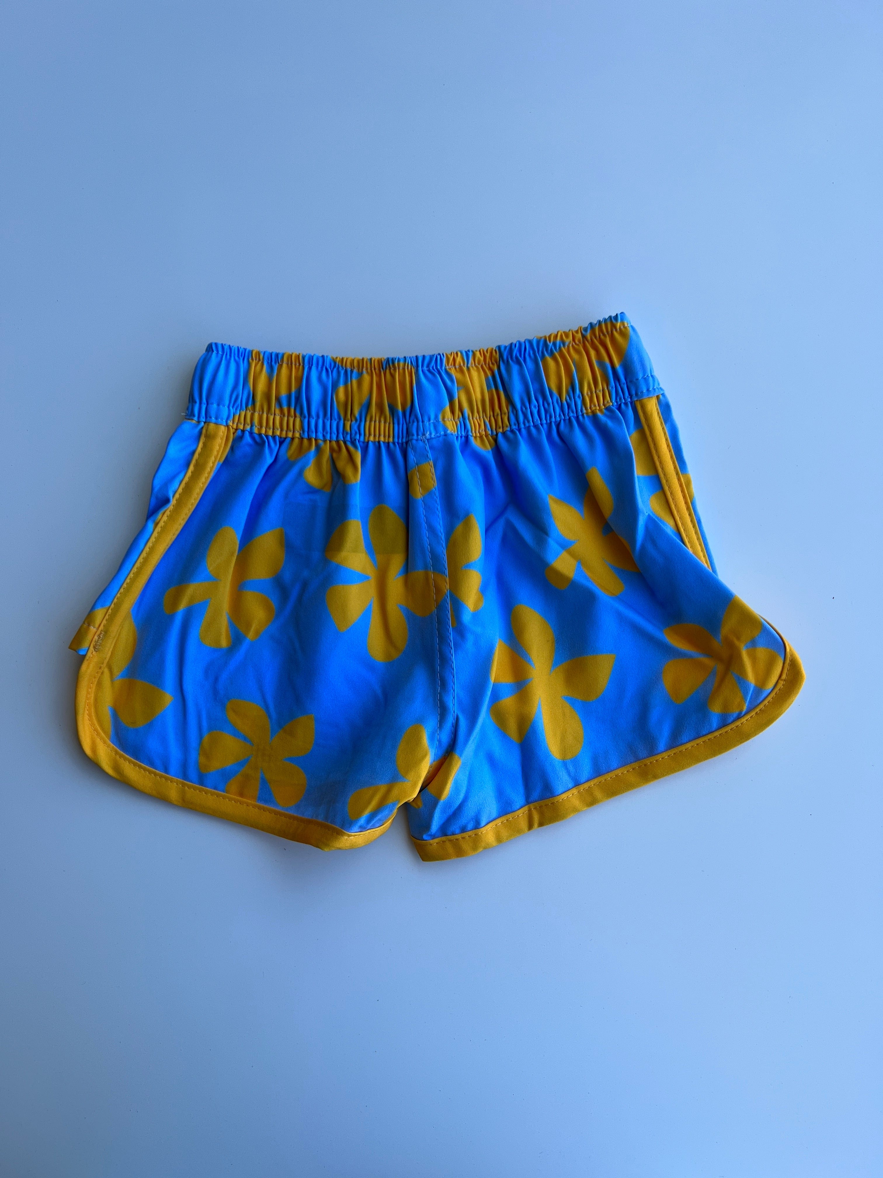 Kid’s Boardie Watershorts In Light Blue Plumeria