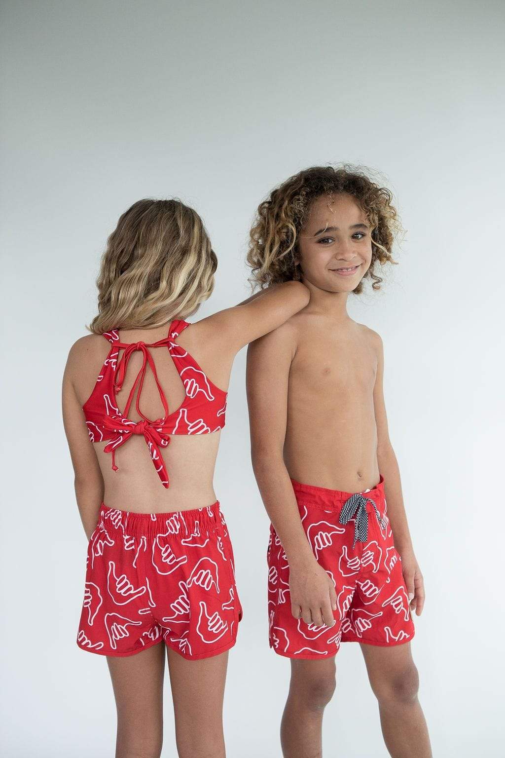 Kid’s Boardie Watershorts In Red Shaka