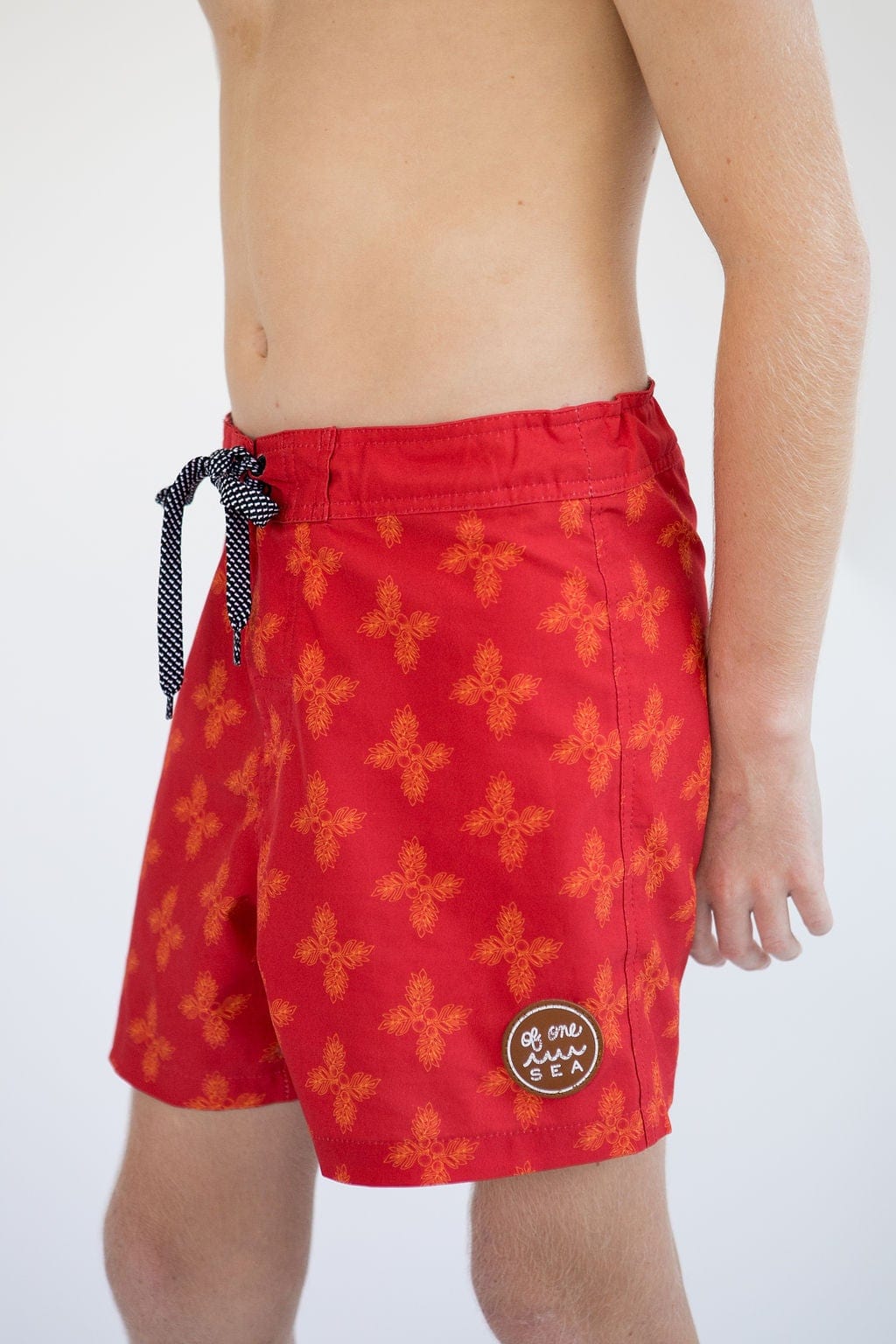 Kid’s Townshorts In Red Breadfruit Bandana