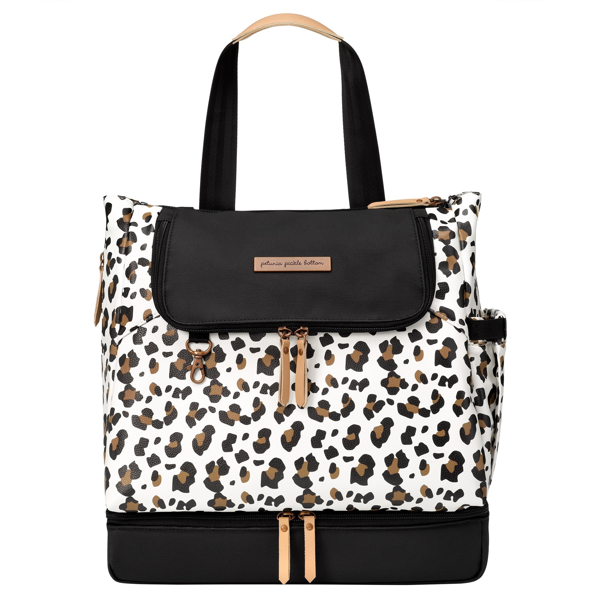 Petunia Pickle Bottom Convertible Tote Diaper Backpack Pivot Pack in Moon Leopard