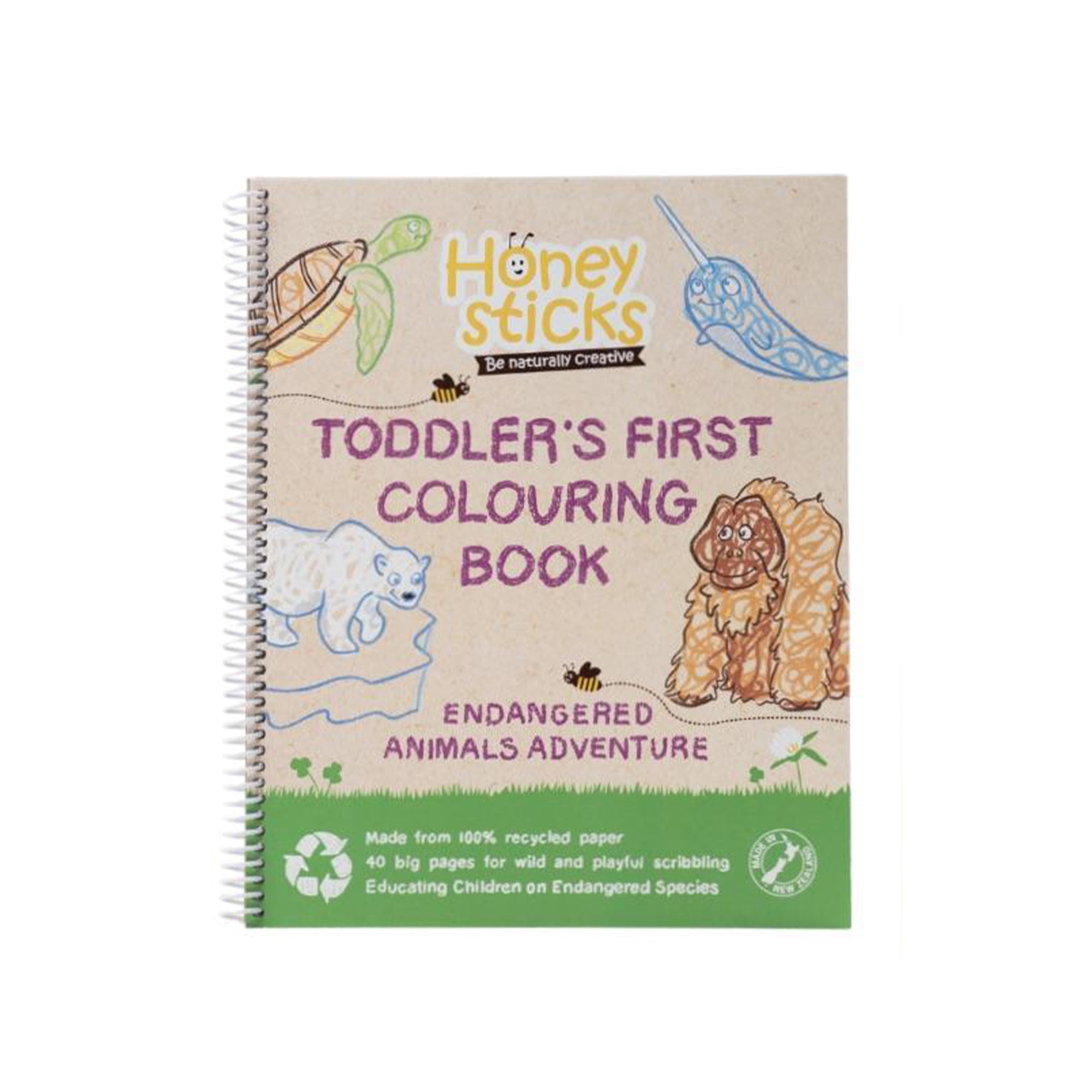 Honeysticks USA Toddlers First Colouring Book - An Endangered Animals Adventure by Honeysticks USA Scribbling