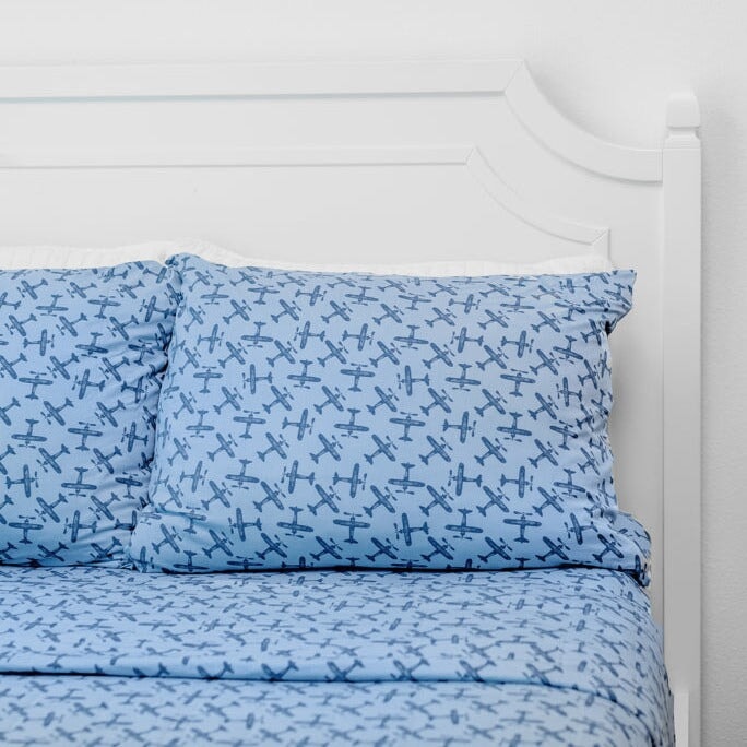 Quilted Blanket - Airplane Blue