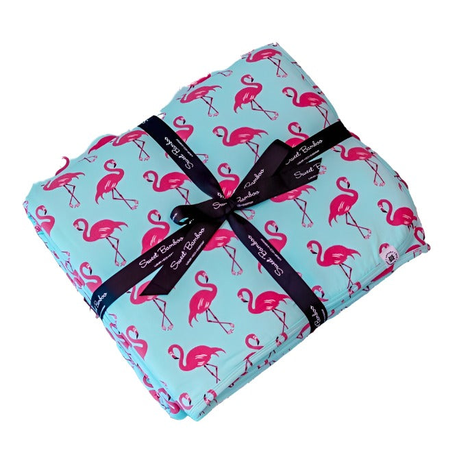 Quilted Blanket - Flamingo Aqua