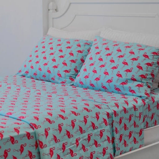 Quilted Blanket - Flamingo Aqua