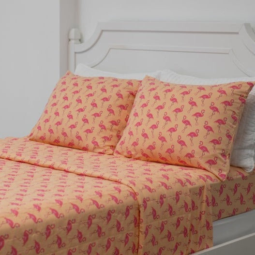Quilted Blanket - Flamingo Peach