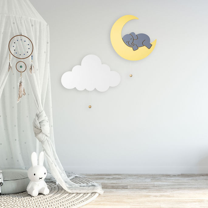 LumiDreams Wall Light - Kid's Decor Nightlight Elephant on Moon