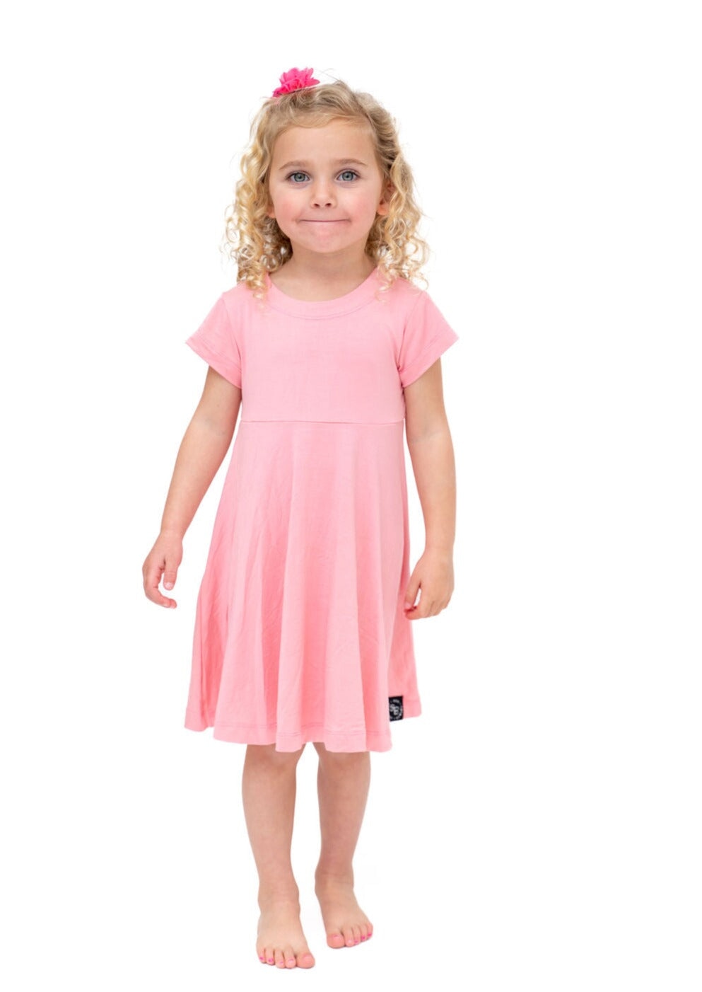 Swirly Girl Short Sleeve Dress - Pink Icing