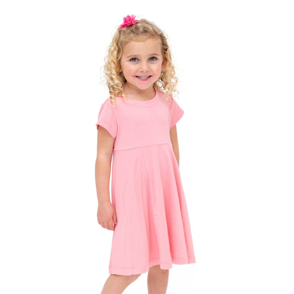 Swirly Girl Short Sleeve Dress - Pink Icing