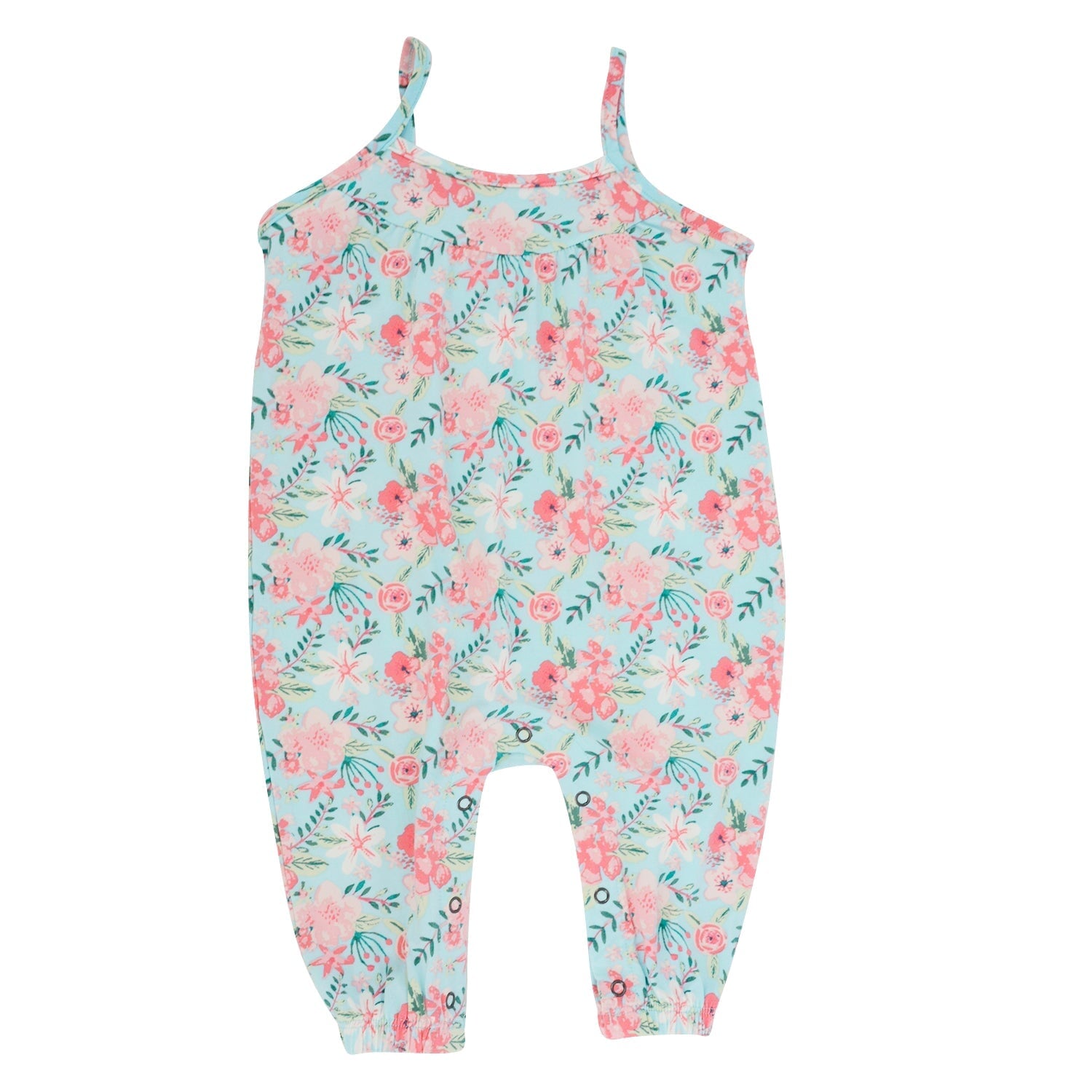 Tank Pant Romper - Aqua Floral