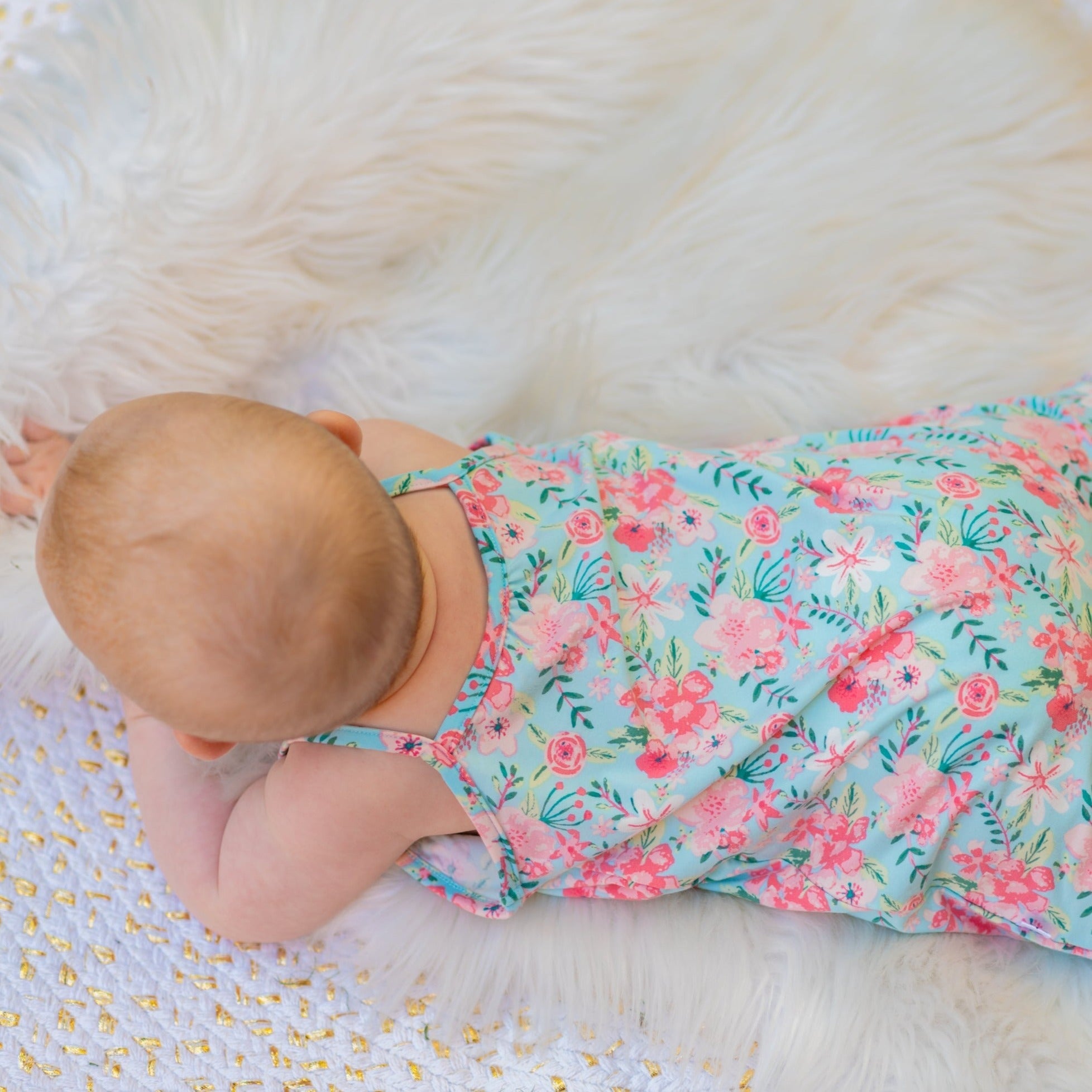 Tank Pant Romper - Aqua Floral