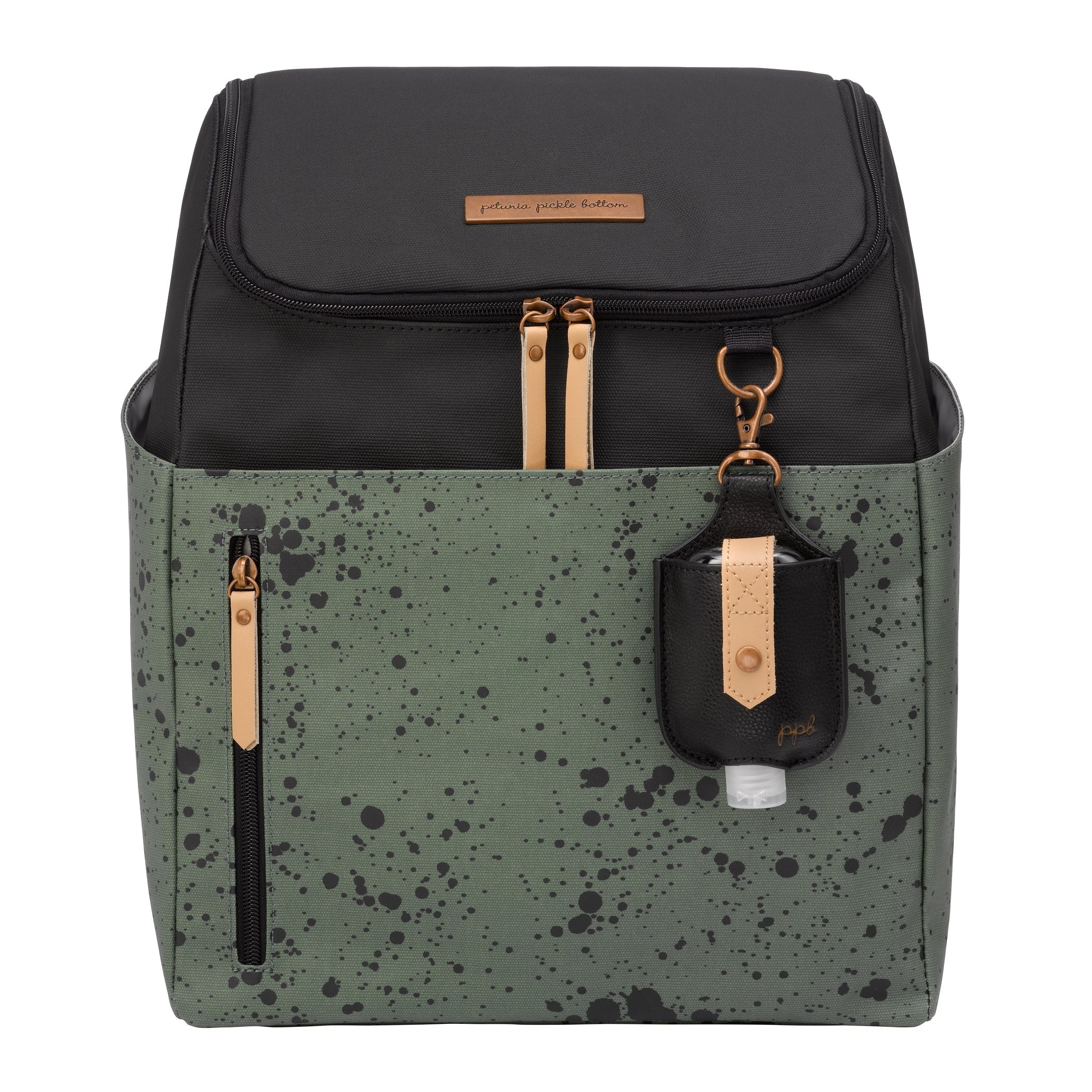 Petunia Pickle Bottom Tempo Diaper Backpack  in Olive Ink Blot Backpacks