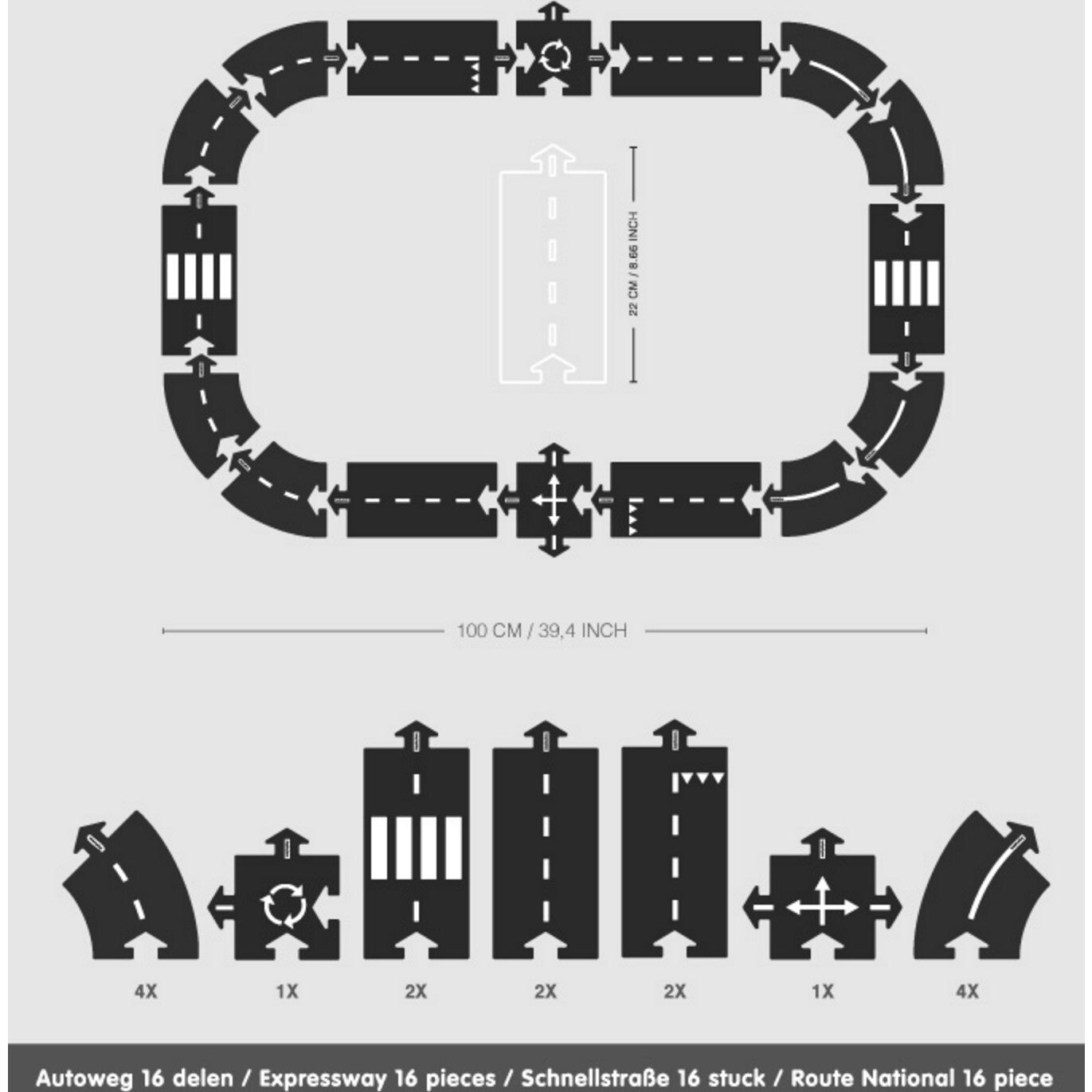 Waytoplay Toys Expressway Race Track - 16 pcs Play Vehicles Tracks