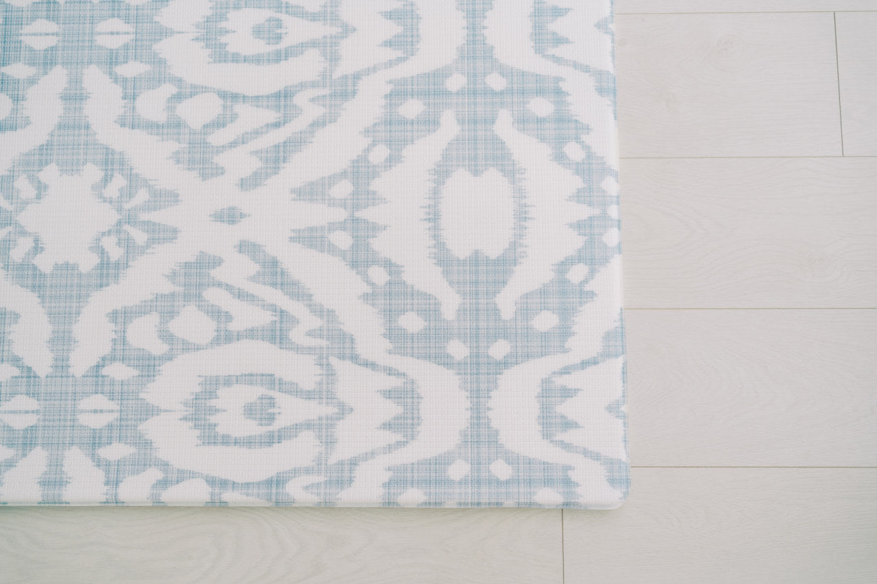 Play Mat  Emerson Ikat + Jack Stripe In Rainwash Blue