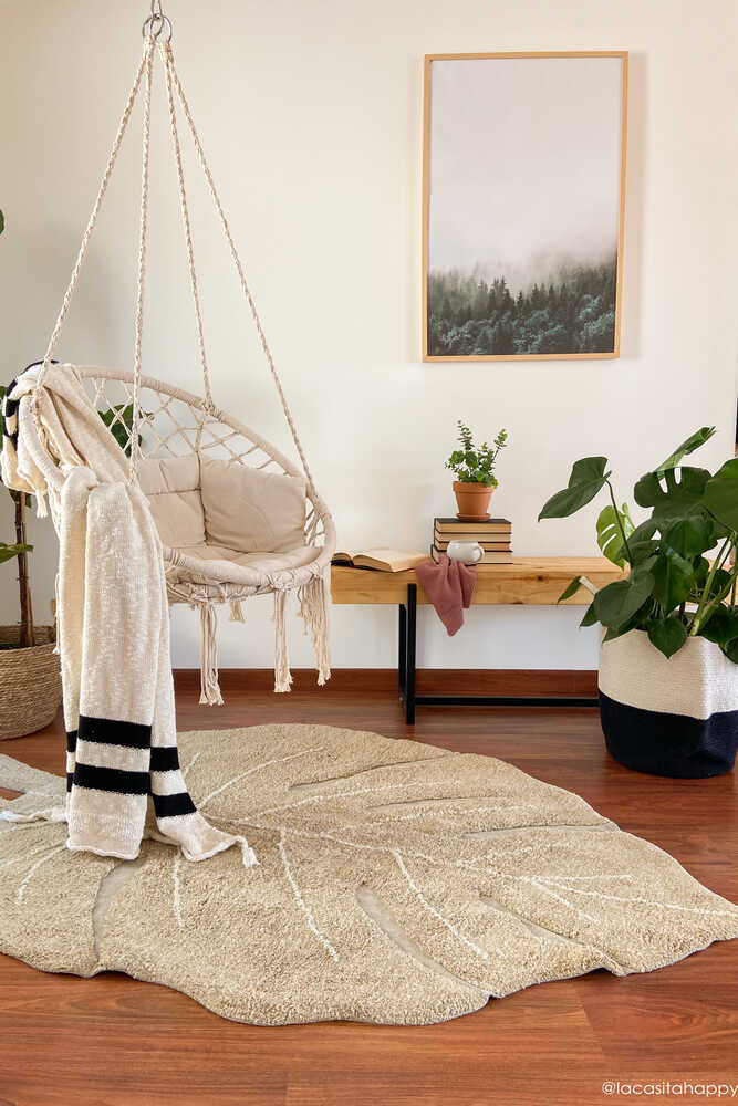 Washable Rug Monstera Olive  - Re Edition + Plants