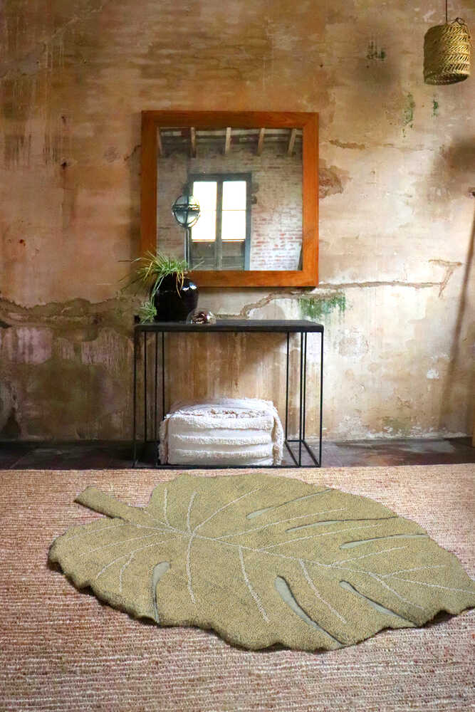 Washable Rug Monstera Olive  - Re Edition + Plants