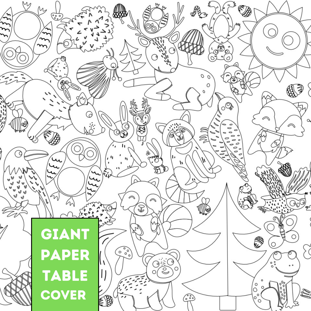 Creative Crayons Workshop Woodland Theme Coloring Table Cover by Creative Crayons Workshop